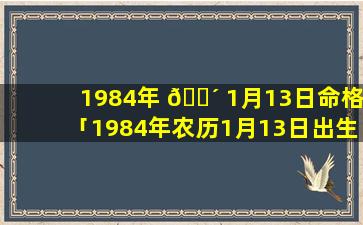 1984年 🐴 1月13日命格「1984年农历1月13日出生是 🌷 什么命」